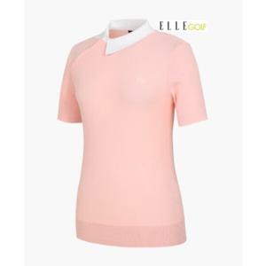 [엘르골프]23 여성 여름 사선조직 변형 반팔 니트6J43604-400_BP
