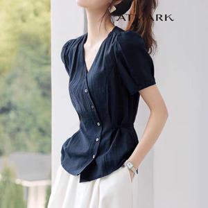 ATMARK 퍼프브이넥끈블라우스_AA53BL051G