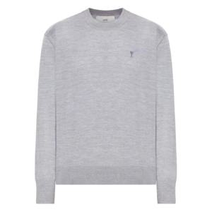 AMI Paris 로고 자수 골지 밑단 스웨터 HKS834KN0066