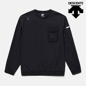 [데상트]데상트 듀얼리스 가슴 포켓 우븐 맨투맨 SP121DWH22BLK0