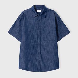 [리빌모아]남자 데일리 코튼 데님 반팔 셔츠 AT-SHH-Q009-연청