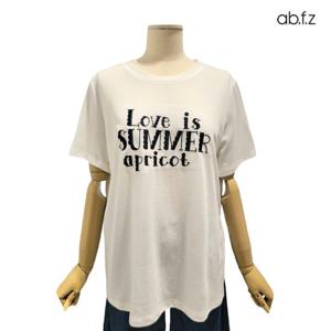 [에이비에프지]자수 포인트 라운드넥 롱 반팔 티셔츠 APZ2ZK39E