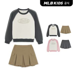 [MLB키즈 공식] 25FW 스트릿 베이직 여아 라글란 맨투맨세트 (2color) 7FS2B0654