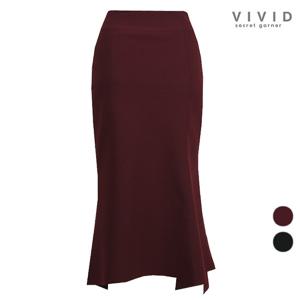 VIVID 여성 언발슬릿 가을봄 스판 롱스커트