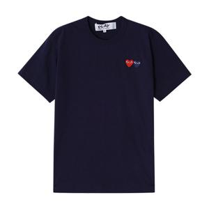 꼼데가르송 P1T226 2 PLAY 더블 레드 하트 와펜 남성 반팔티