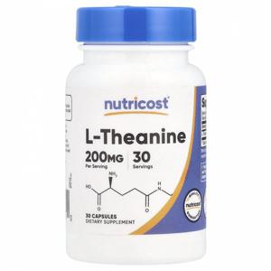 뉴트리코스트 (뉴트리코스트) Nutricost, l-테아닌, 200mg, 캡슐 30정