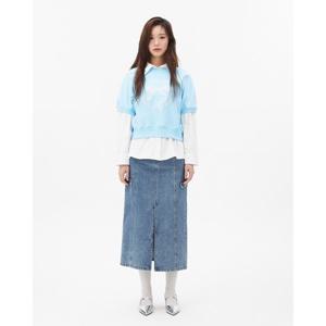 플라스틱아일랜드  (PR2DS361) H라인 롱 데님 스커트