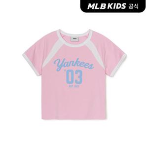 [택가 49,000원][MLB키즈 공식] 25SS 바시티 여아 크롭 티셔츠 NY (Mg.Pink) 7FTSV0553-50PKM