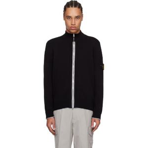 25 FW 스톤아일랜드 남성 블랙 소프트 오가닉 코튼 가디건 251828M200002