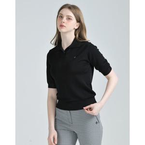 닥스 골프 여성 25SS BEST 블랙 로렉스사 5부 오픈 카라형 스웨터 DNSW5B313BK