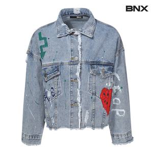 [BNX]유니크 페인팅 데님자켓 (BX1JK004L0)