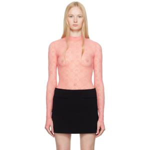 마린세르 터틀넥 SSENSE 익스클루시브 핑크 무노그램 플록 세컨드 스킨 티셔츠 251020F110051