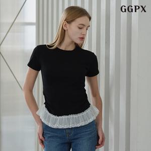[지지피엑스]셔링 레이스 하프 티셔츠 (GPBLW005D)