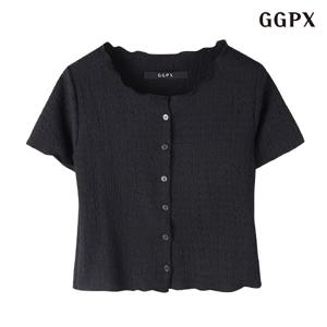 [지지피엑스]러블리 무지 버튼업 크롭 반팔 가디건 (GOACK009D)