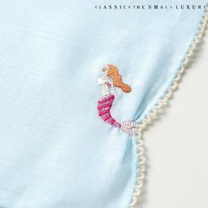 [클래식더스몰럭셔리] 일본 수입 프릴인어 HANDMADE 손수건 블루 (HC-2DWE511BU)