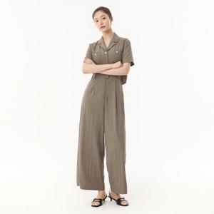 플라스틱아일랜드  오픈카라 반팔 점프수트 팬츠 (PR2WP566)