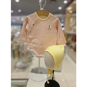 블루독베이비[hu] 25.FW OR)체크도기세트바디슈트 45A70-040-17 신생아우주복 바디수트 모자세트 출산선물