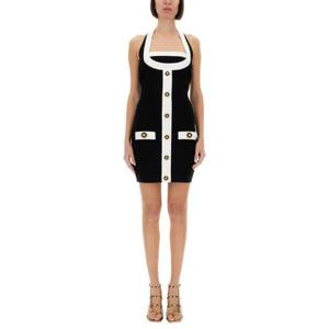 BALMAIN 오픈 백 투톤 드레스 EF1R2390KH99EAB