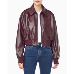 CK진  여성 크롭 크링클 폭스 레더 자켓(47C518G)