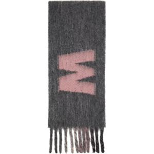 25 FW 마르니 여성 그레이   핑크 맥시 로고 스카프 251379F028008