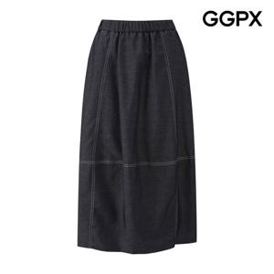 [지지피엑스]스티치 데님 미디 밴딩 스커트 GP8SK005F
