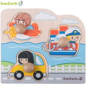 유아용품 에버어쓰 점보꼭지퍼즐 탈것 EverEarth 원목 꼭지퍼즐 유아동퍼즐 완구 매트 출산