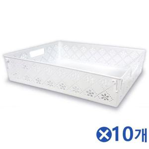 소품정리 다용도 멀티바스켓 6호 화이트x10개 수납함
