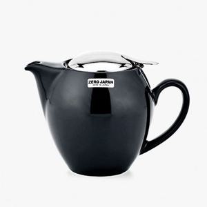 제로재팬 트렌디한 도자기 라운드 티포트 580ml 블랙 차주전자