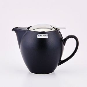 제로재팬 트렌디한 도자기 라운드 티포트 580ml 무광블랙 티팟