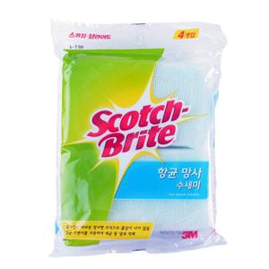 3M 트렌디한 스카치브라이트 향균 망사 수세미 NET-4 4개입 1봉