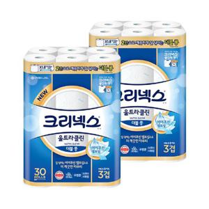 크리넥스 트렌디한 3겹 울트라클린 더블롱 27m 30롤 2개