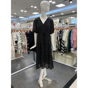 오조크 세이브존01 도트 패턴 허리 셔링 V넥 원피스 HOSMCOA576A
