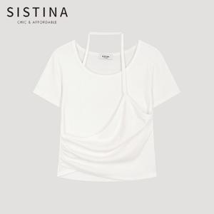 [SISTINA] 인기 언밸런스 레이어 크롭 티셔츠_AAJTSO21080_IV