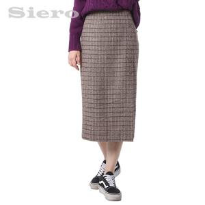 [시에로]H라인 단추 장식 체크 스커트 SF1SKF290