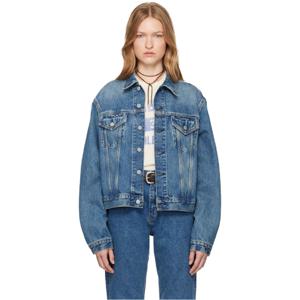 25 FW 리던 여성 블루 더 멜 트러커 데님 재킷 242800F060001