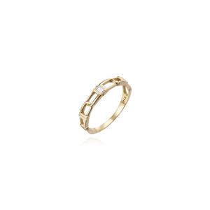 [티르리르] 14K 골드 럭키링크 화이트 반지 TRJK4G00281M-W