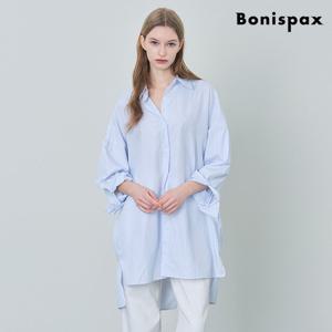[보니스팍스(여성의류)]스트라이프 밑단 트임 롱 셔츠 (XP1BA011L0)