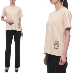 [버버리]25SS 여성 체크 라벨 반팔티셔츠 (8103506 NUTMEG 25S)