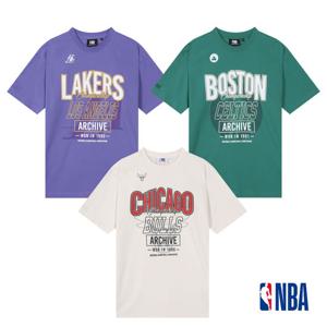 NBA 남녀공용 농구팀 아카이브 빅로고 오버핏 반팔 티셔츠 N252TS022P