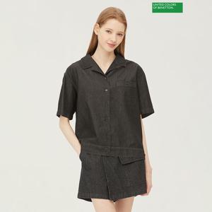 [베네통] 셔츠형 데님 블라우스 BABL93431