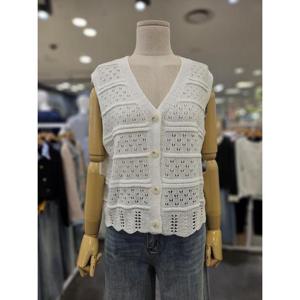 오조크 세이브존01 아크릴 펀칭 V넥 니트베스트 HOSMCWA567
