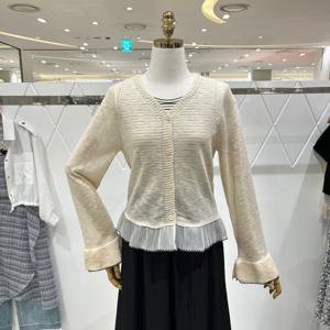 [밸리걸] 밑단 배색 브이넥 가디건 228470