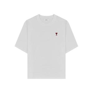 아미 스몰 하트 로고 박시 핏 티셔츠 화이트 BFUTS005-726-100
