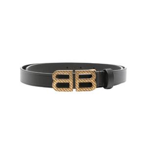 발렌시아가 BB 아워글래스 씬 벨트 블랙 6735182AA621000