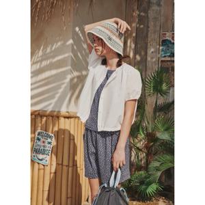 [블루테일HU] (AZC2BL01WT) 화이트 셔링 볼륨 크롭 블라우스