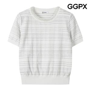 [지지피엑스]진주넥 체크 반팔 니트 (GP4KP049F)