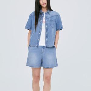 잠뱅이 HC09 여성 린넨 저온스 반밴딩 A라인 3부 반바지 AP2DL3472 LB