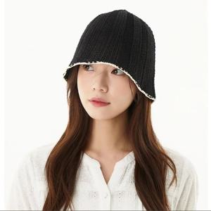플라스틱아일랜드  배색 라피아 버킷햇 (PR2AY501)