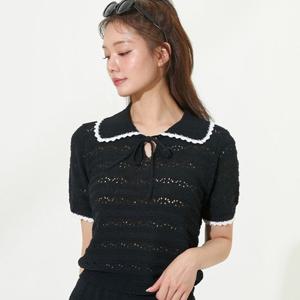 플라스틱아일랜드  크로셰 리본카라 니트 (PR2KH561)