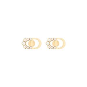 디올 쁘띠 CD 미니 스터드 이어링 골드 피니쉬 메탈 화이트 레진 펄 E3649WOMRS-D301